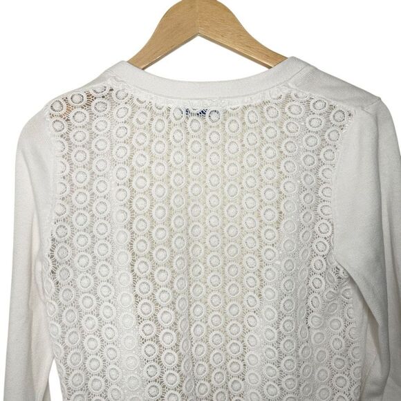 Peter Nygard Womens White Long Sleeve Cardigan Sweater Open Front Embroidered - Picture 5 of 8